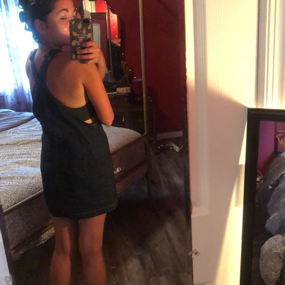 Jean dark denim overall mini dress - Picture 5 of 5